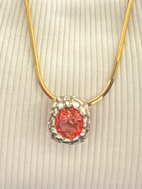 Handmade Jewelry - Orange Sapphire Sterling Silver Pendant ( Pendant only )